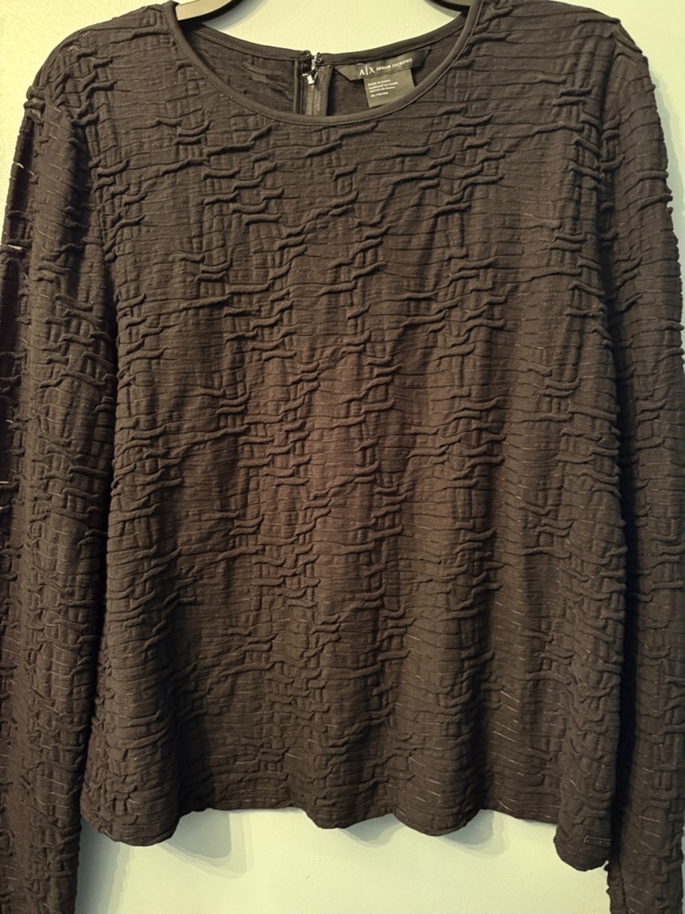 A/X Armani Exchange Black Textured Long Sleeve Top